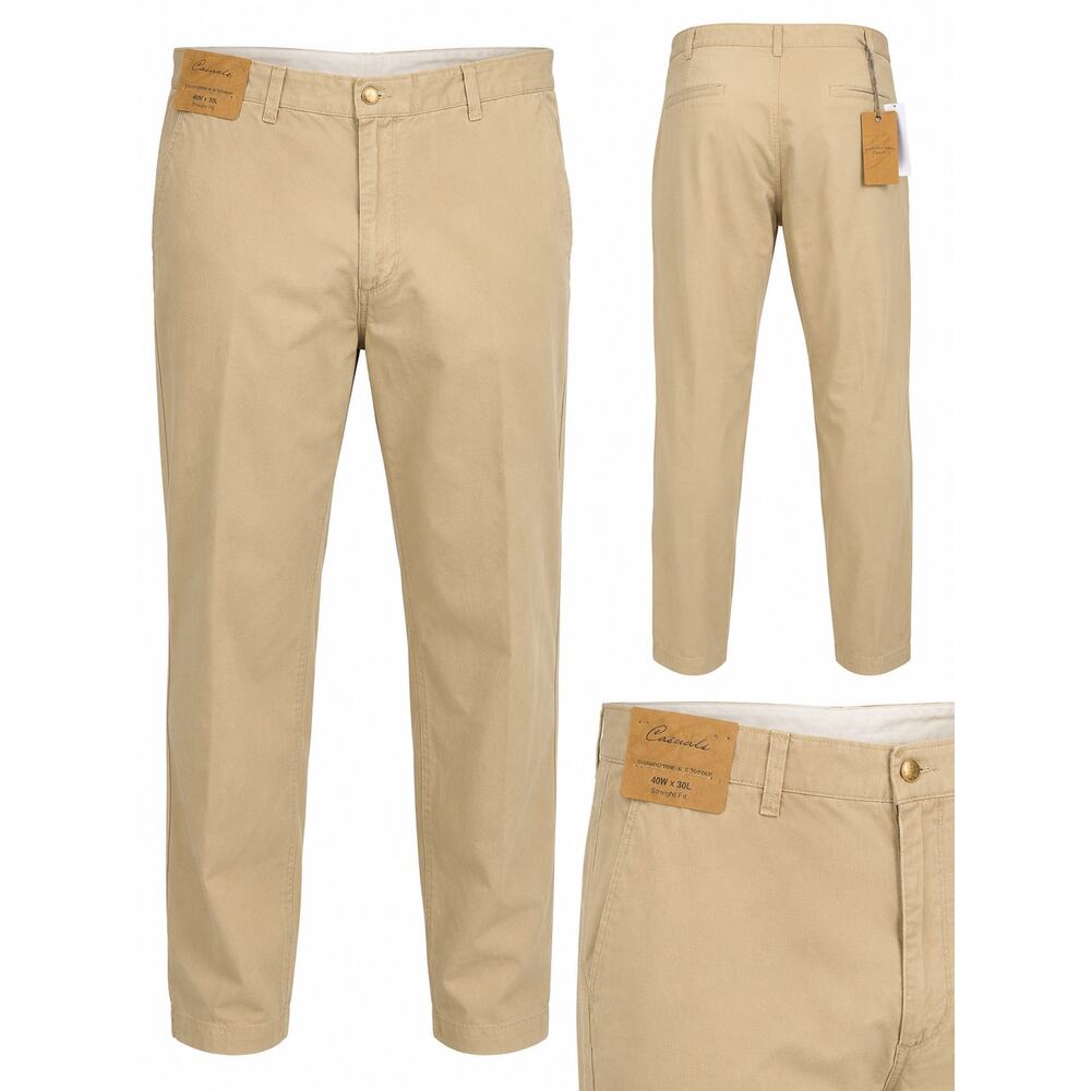 NWT Roundtree & Yorke Casuals Straight Fit Khaki Pants Men 40x30